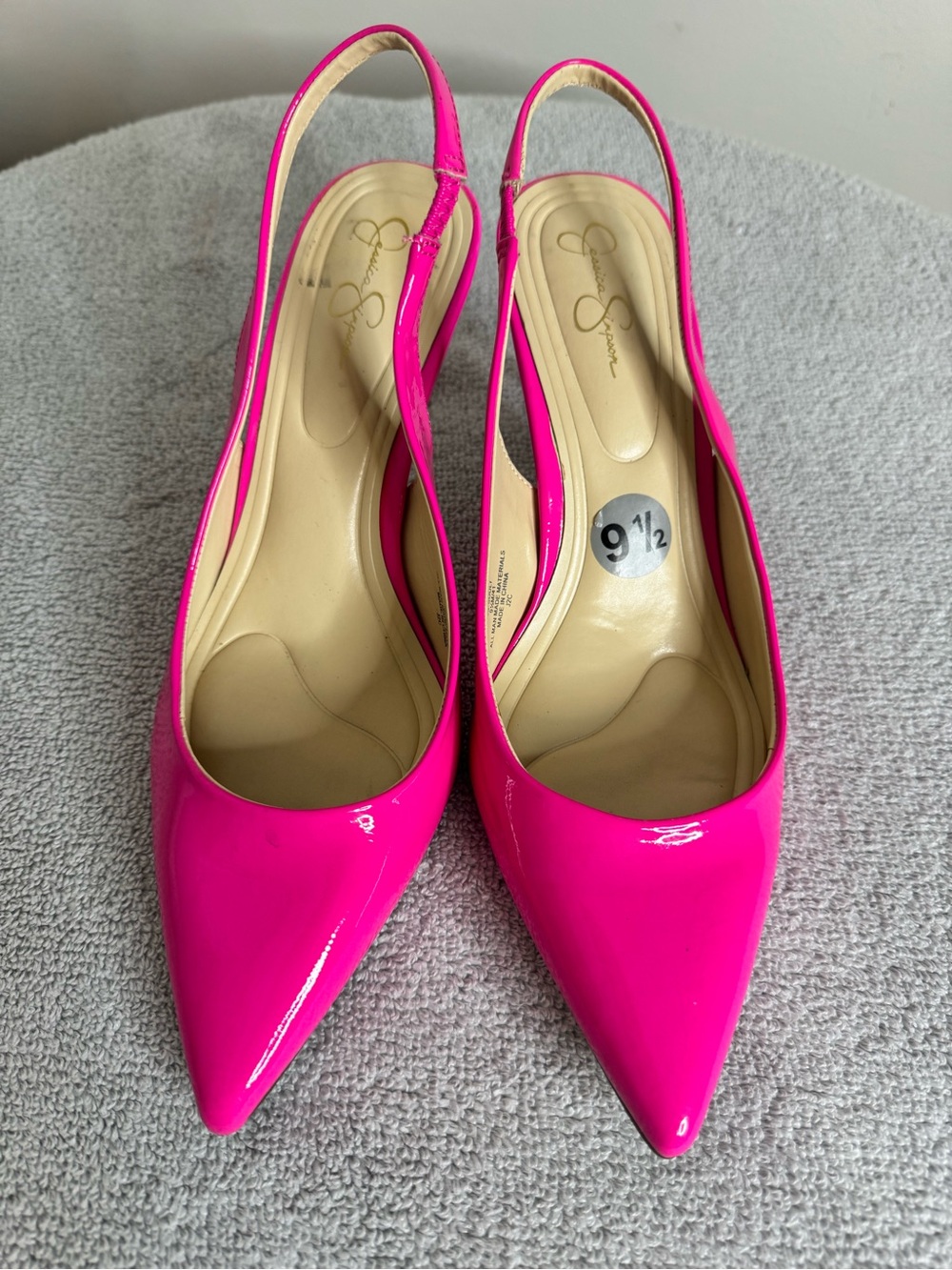 Summer Attitude Jessica Simpson Hot Pink Patent Slingback Pumps